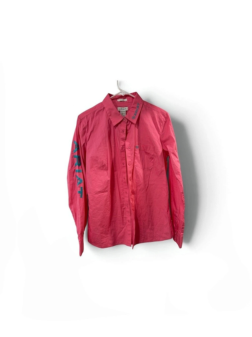 Ariat Team Logo Fitted Long Sleeve Shirt Pink Medium